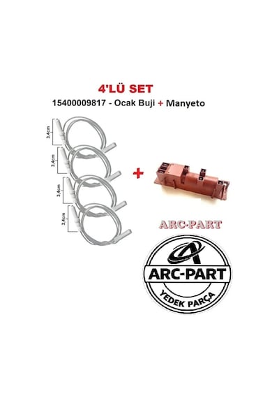 Çetintaş Ankastre Ocak Ateşleme Buji 4'lü Set + Manyeto Çakmak-ateşleme Jeneratörü