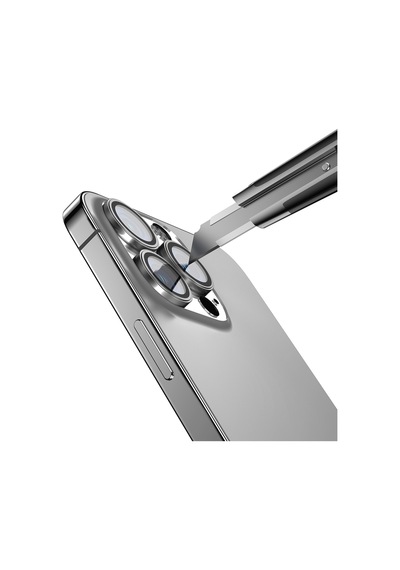 Apple iPhone Uyumlu  16 Pro Max Cppl Mikro Kamera Lens Koruyucu - Gri Gri