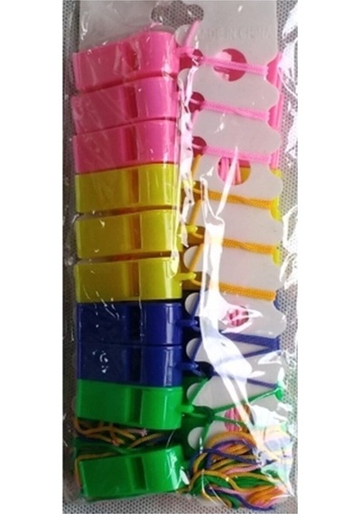 Renkli Düdük Set Paket Plastik 5 Adet Set Renkli Düdük Karışık