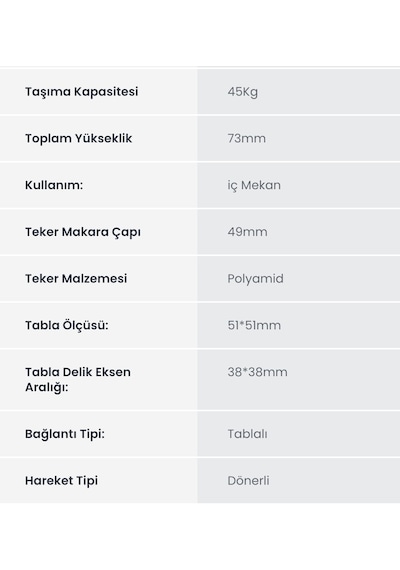 Hts 234 50x20 Çift Bilyalı Polyamid Makara Tablalı Belirtilmemiş
