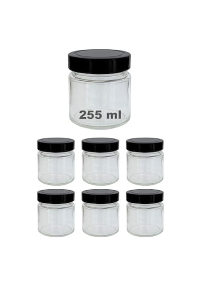 Ml Kavanoz Metal Derin Kapaklı 255 Cc Şeffaf Reçel Marmelat Cam Kavanoz Deep 6 Adet Altın Kapak Diğer
