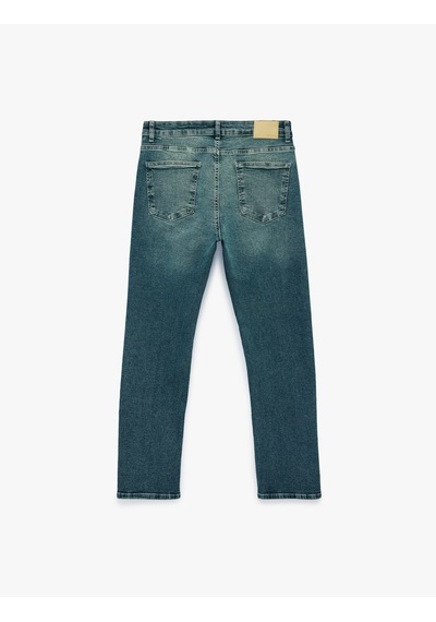 Koton Pamuklu Normal Bel Straight Fit Jean Pantolon - Mark Jean Orta İndigo 6sam40322nd