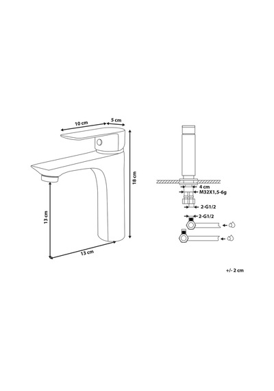 Berloı Lavabo Bataryası, Modern Tek Kulp Tasarım, Pirinç Gövde, G1/2 Bağlantılı Sabit Musluk Siyah