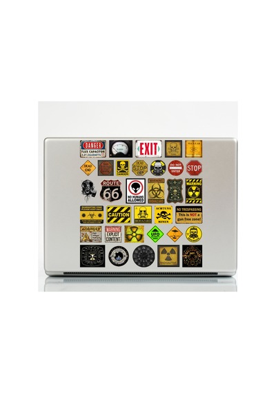 47 Adet Danger Tehlike Caution Rock Sticker Seti - Etiket Seti Scrapbook Bullet Journal Çok Renkli