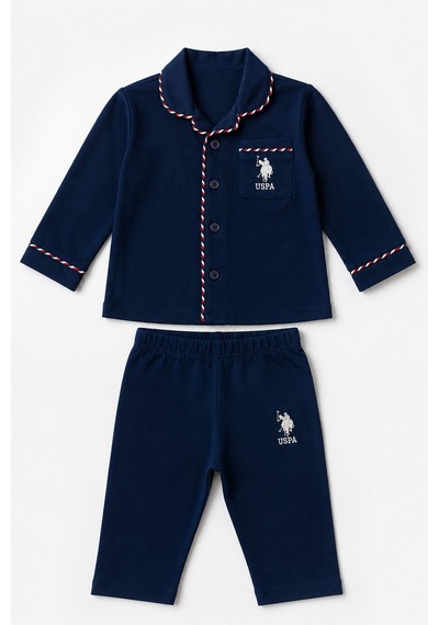 U.S. Polo Assn. Erkek Bebek Lacivert Gömlek Pijama Takımı Usb3198-c-v1 Usb3198-c-v1