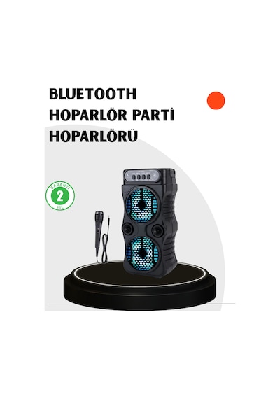 Bluetooth Bağlantılı Led Işıklı Taşınabilir Hoparlör 1200 Mah Şarjlı, Fm Radyolu Çok Renkli