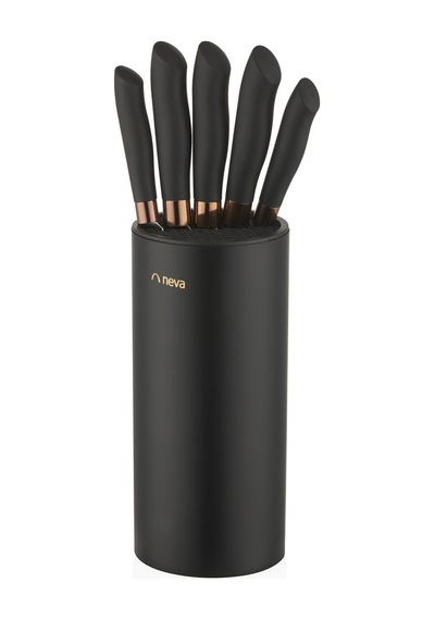 Neva N3296 Bitter Copper Silindir 6 Lı Bıçak Seti Siyah