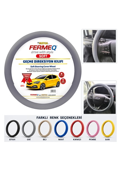 Direksiyon Kılıfı Geçme 38cm Soft Gri Dkg001g Fermeq