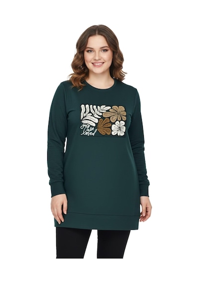 Caftan Kadın Sıfıryaka Önü Nakışlı Tunik Bgl-st05085 Yeşil