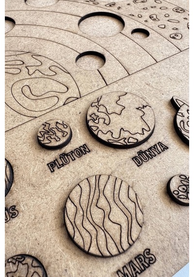 Solar Sistem Gezegenler Sistemi Puzzle Ahşap Boyanabilir Bul Tak Eğitici Montessori Yapboz