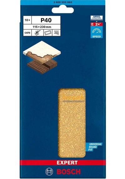 Bosch Expert C470 115 X 230 Mm 10'lu 40 Kum Zımpara Kağıdı 2608900860