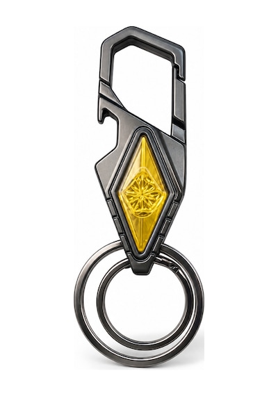 Premium Metal Karabinalı Anahtarlık Çift Halkalı Şık Tasarım 9,5 Cm Gri