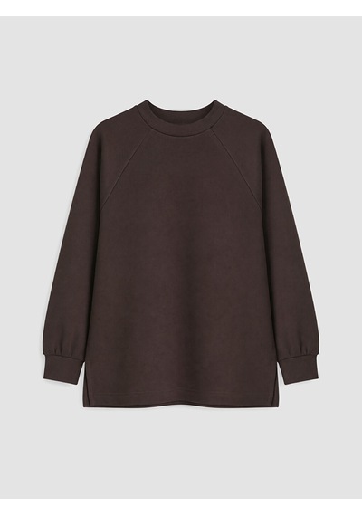 LC Waikiki Lc Waıkıkı Kahverengi Soft Touch Oversize Kadın Sweatshirt Tunik