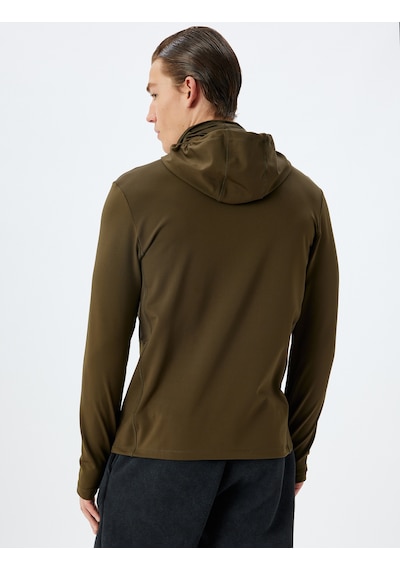 Koton Spor Sweatshirt Kapşonlu Şardonlu Yumuşak Tuşe Uzun Kollu Haki 5wam70055nk Haki