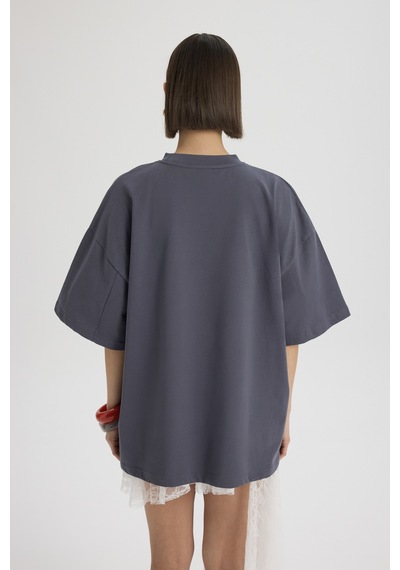Mai Studıos Mai Studios Co. Theory Oversize Füme T-shirt Füme