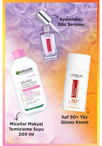 Revitalift Filler Göz Serumu + 200ml Micellar Makyaj Temizleme Suyu + Clinical Spf50 Yüz Güneş Kremi pktlrlhzrclttrpset-10746