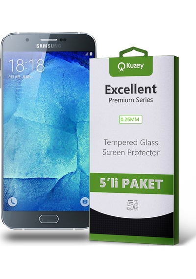 Samsung Galaxy A8 ile Uyumlu Kırılmaz Temperli Ekran Koruyucu Cam Ekonomik 5'li Paket