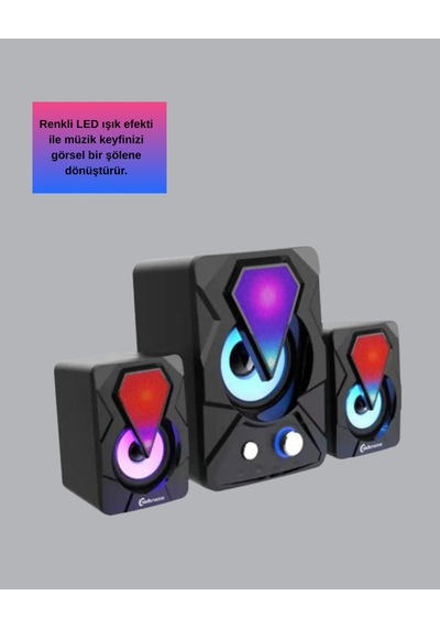 Rgb Led Işıklı 2.1 Usb Oyun Hoparlörü Derin Bas Ve Net Ses -