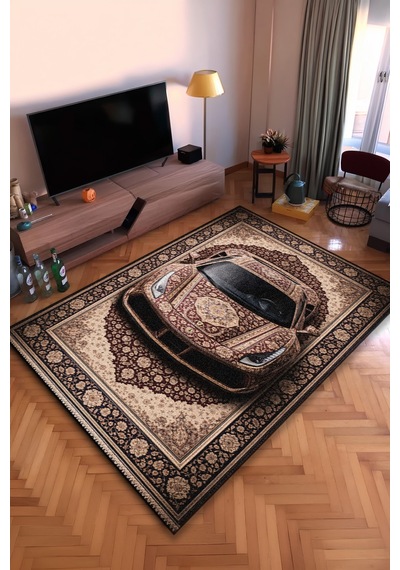 Ferrari Araba Desenli Halı Dijital Baskı Yıkanabilir Kaymaz Taban Leke Tutmaz Çok Renkli - 9