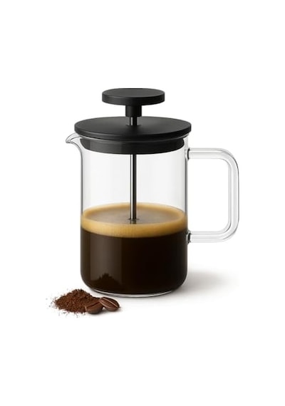 French Press, 0,40 L Cam Kahve Ve Çay Demliği, Borosilikat Cam, Bpa İçermez, Isıya Dayanıklı, Bulaşık Makinesi Uyumlu Açık Bej