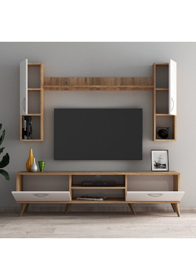 Mega 180 Lik Kapaklı Raflı Tv Ünitesi Çam Beyaz - Tvu0203 Mega 180 Lik Kapaklı Raflı Tv Ünitesi Çam Beyaz - Tvu0203