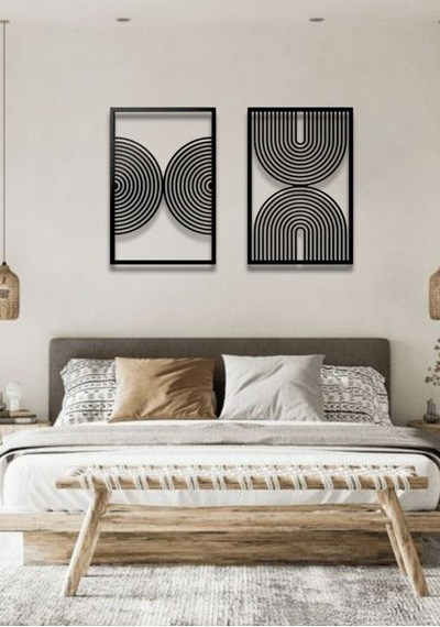 Bohem Stil Modern 2 Li Metal Duvar Dekoru Seti 60 X 75