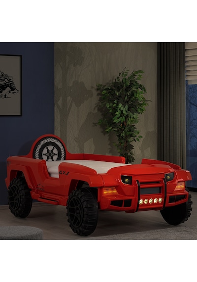 Arabalı Yatak, Jeep Arabalı Yatak - Kırmızı Arabalı Yatak, Jeep Arabalı Yatak - Kırmızı
