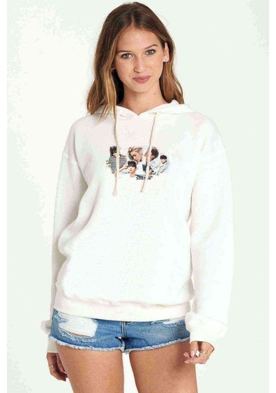 Kpop Aesthetic Shinee Baskılı Kadın Kapüşonlu Beyaz Sweatshirt (534805204)