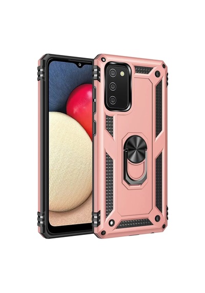 Newface Samsung Galaxy A03s Kılıf Sofya Yüzüklü Silikon Kapak - Rose Pembe
