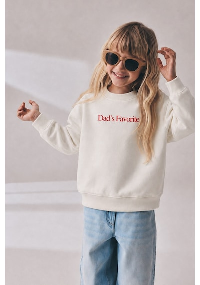 Monila Unisex Çocuk 3 İplik Kumaş Slogan Baskılı Sweatshirt Kırmızı