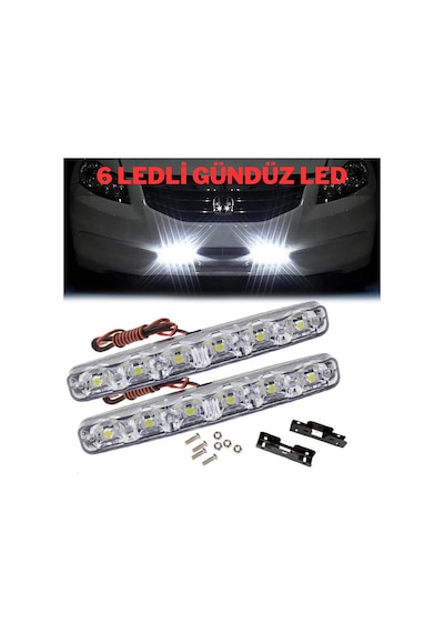 Mercekli 6 Ledli Beyaz Drl Gündüz Ledi 12v Sis Lambası Ledi Off Road Sis 12v
