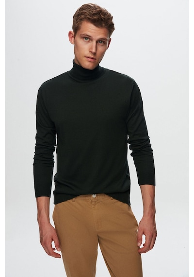 D's Damat Ds Damat Regular Fit Haki Pamuk Karışımlı Balıkçı Yaka Triko Kazak 5HF06ORT12007 Haki