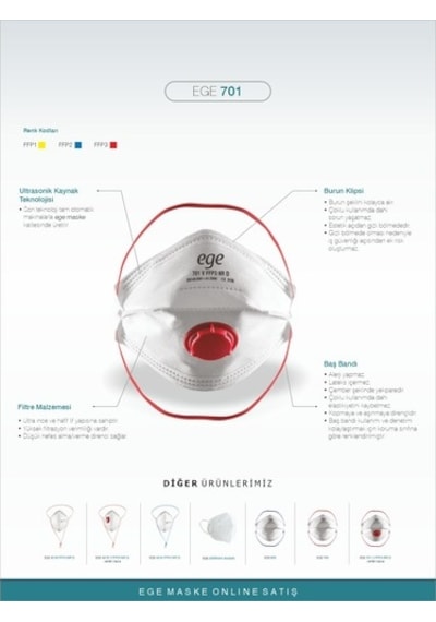 Ege 701 Ffp3 Nr N99 Ventilli Maske10'Lu