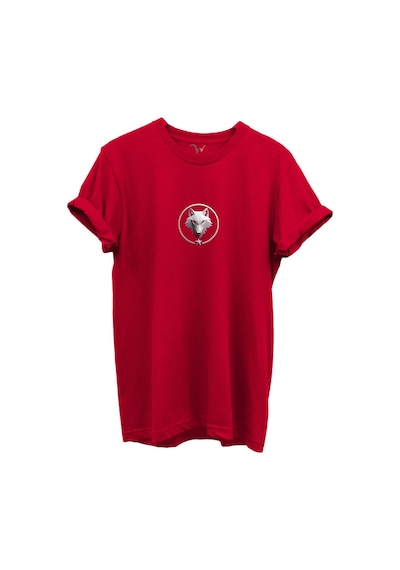 Kurt Ve Türk Özel Koleksiyon Serisi-8 Tasarım Baskılı %100 Pamuk T-shirt Kırmızı