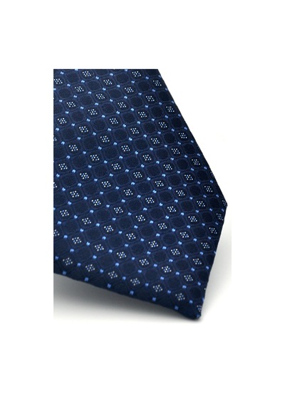 Gaffy Mavi Karışık Desenli Lacivert Dokuma Kumaş Mendilli Slim Fit Kravat // Sdk-2502-2 Lacivert