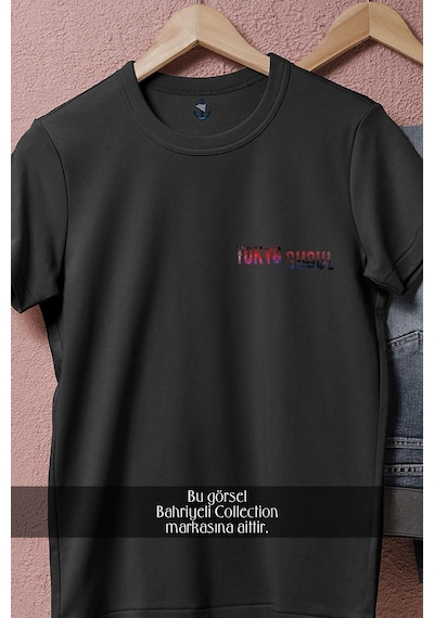 Bahriyeli Collection Oversize Tokyo Ghoul Poster Cep Tasarımlı Unisex T-shirt Siyah