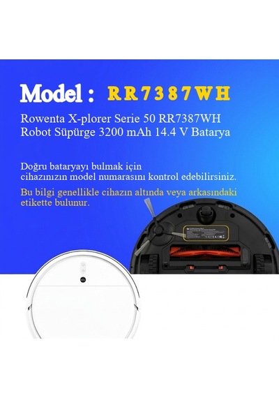 Rowenta X-plorer Serie 50 Rr7387wh Robot Süpürge 3200 Mah 14.4 V Batarya  Uyumlu Uzun Ömürlü, Yüksek Performans Pil