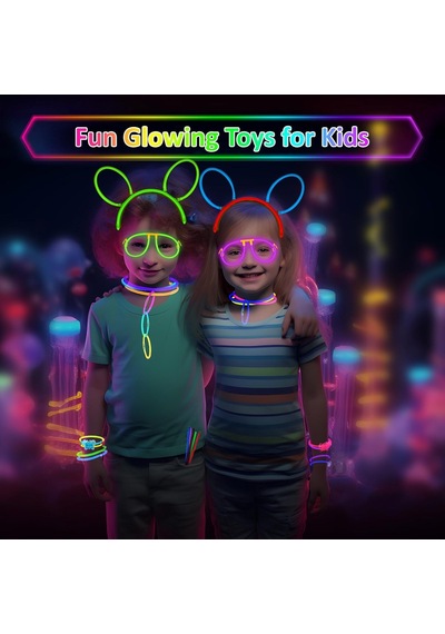Glow Sticks - 100 Adet Parlayan Çubuklar Toplu Parti Paketi - 20,32 Cm Karanlıkta Parlayan Parti Malzemeleri Neon Part Çok Renkli