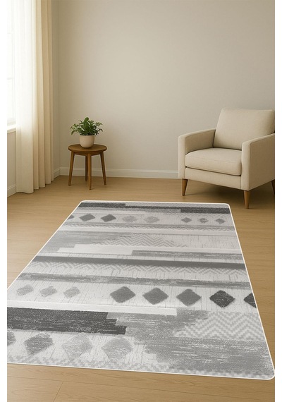 Modern Desenli Dijital Baskı Kaymaz Taban Halı H1115 Renkli