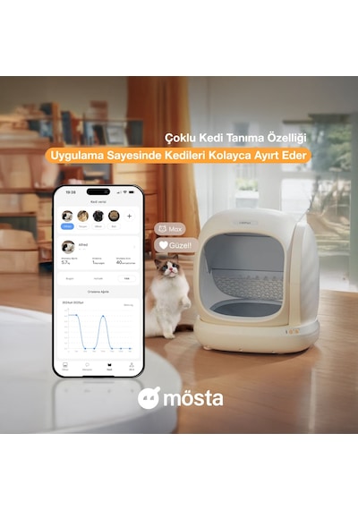 UBPet C20 Akıllı Otomatik Kedi Tuvaleti | App Kontrol, Otomatik Temizleme, 38DB Sessiz, Ağırlık Sensörü