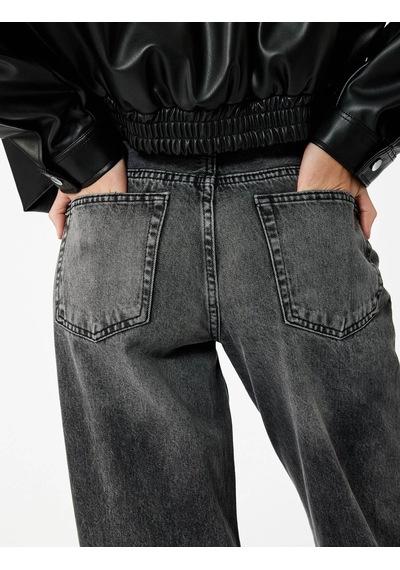 Koton Straight Fit Siyah Kadın Jean Pantolon 7wal40046md