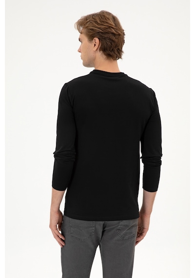 U.S. Polo Assn. Erkek Slim Fit Bisiklet Yaka Siyah Süprem Basic Sweatshirt 50313744-VR046