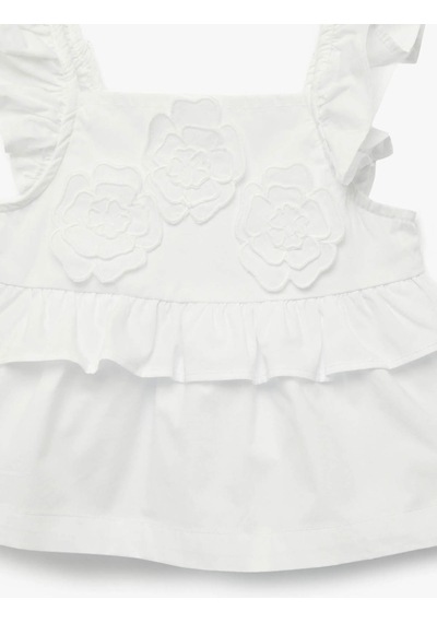 Koton Çiçek Detaylı Beyaz Kız Bebek Bluz 6smg60006aw Beyaz