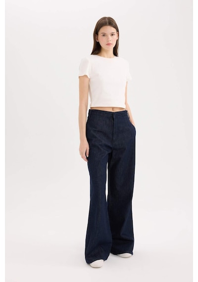 DeFacto Wide Leg Yüksek Bel Uzun Jean Pantolon E2970AX24CWNM34