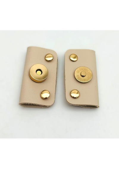 Çanta Aksesuar Bej Suni Derili Troklu Mıknatıslı Çıtçıt Light Gold Metalli