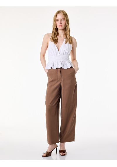 Koton Viskon Cupro Kumaş Beli Lastikli Cepli Düz Bol Paça Pantolon Kahverengi 6sak40141ew Kahve Koton Viskon Cupro Kumaş Beli Lastikli Cepli Düz Bol Paça Pantolon Kahverengi 6sak40141ew Kahve