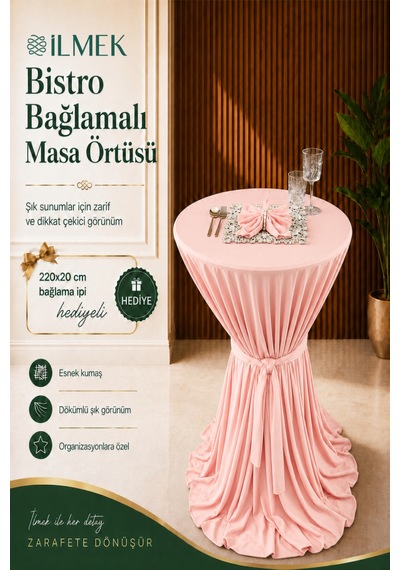 Dertsiz Bağlamalı Bistro Masa Örtüsü - Düğün Davet Organizasyon Otel Restoran Kokteyl Masa Örtüsü Pudra Pudra Dertsiz Bağlamalı Bistro Masa Örtüsü - Düğün Davet Organizasyon Otel Restoran Kokteyl Masa Örtüsü Pudra Pudra