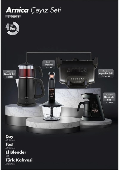 Arnica ST90011 Siyah Eko 4'lü Çeyiz Seti