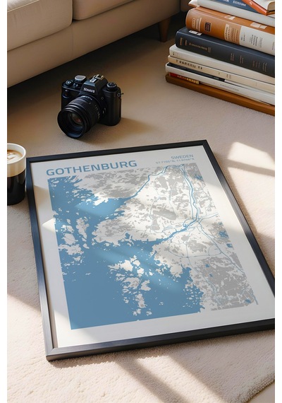 Göteborg İsveç Gothenburg-sweden Şehir Haritası Çerçeveli Tablo Lüks Salon Duvar Dekorasyonu Tablo