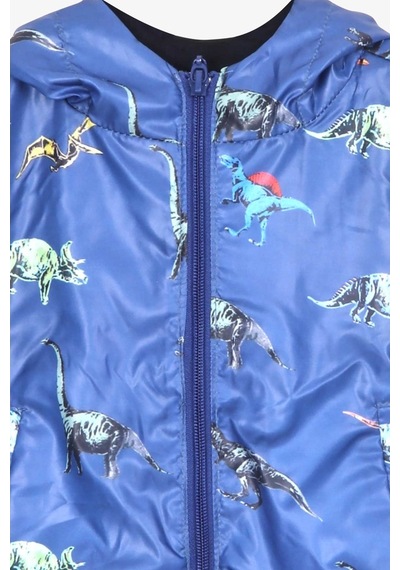 Breeze Erkek Çocuk Yağmurluk Dinozor Desenli Saks Mavisi (1-6 Yaş)